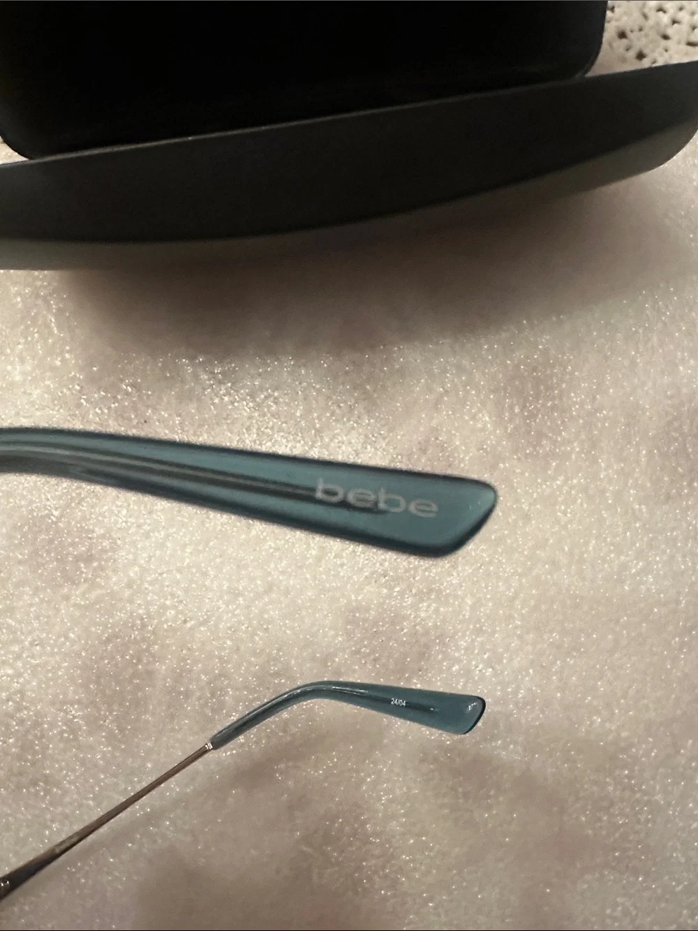 bebe Teal Glitter Sunglasses with Purple Gradient Lenses